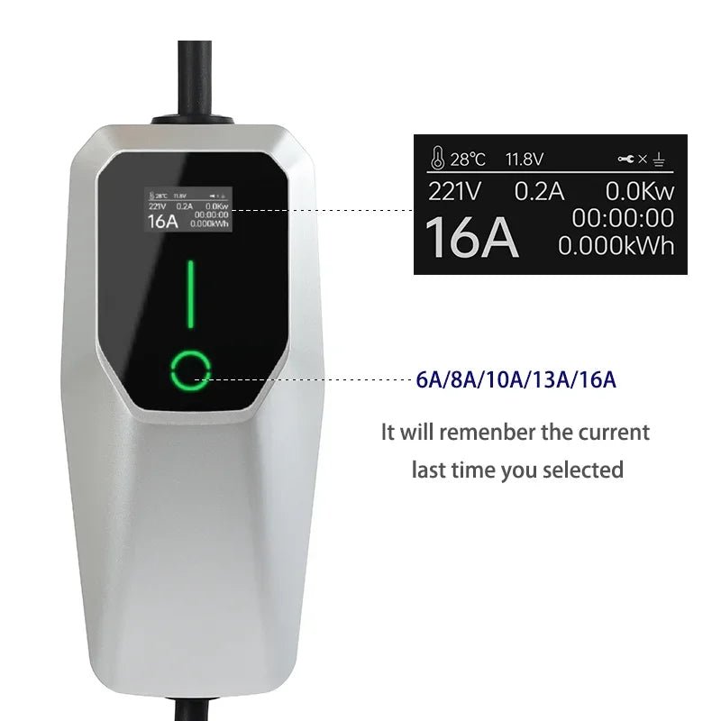 Carregador EV Portátil 3.5kW Tipo 1 J1772 - Monofásico 16A - IKERO.ENERGY