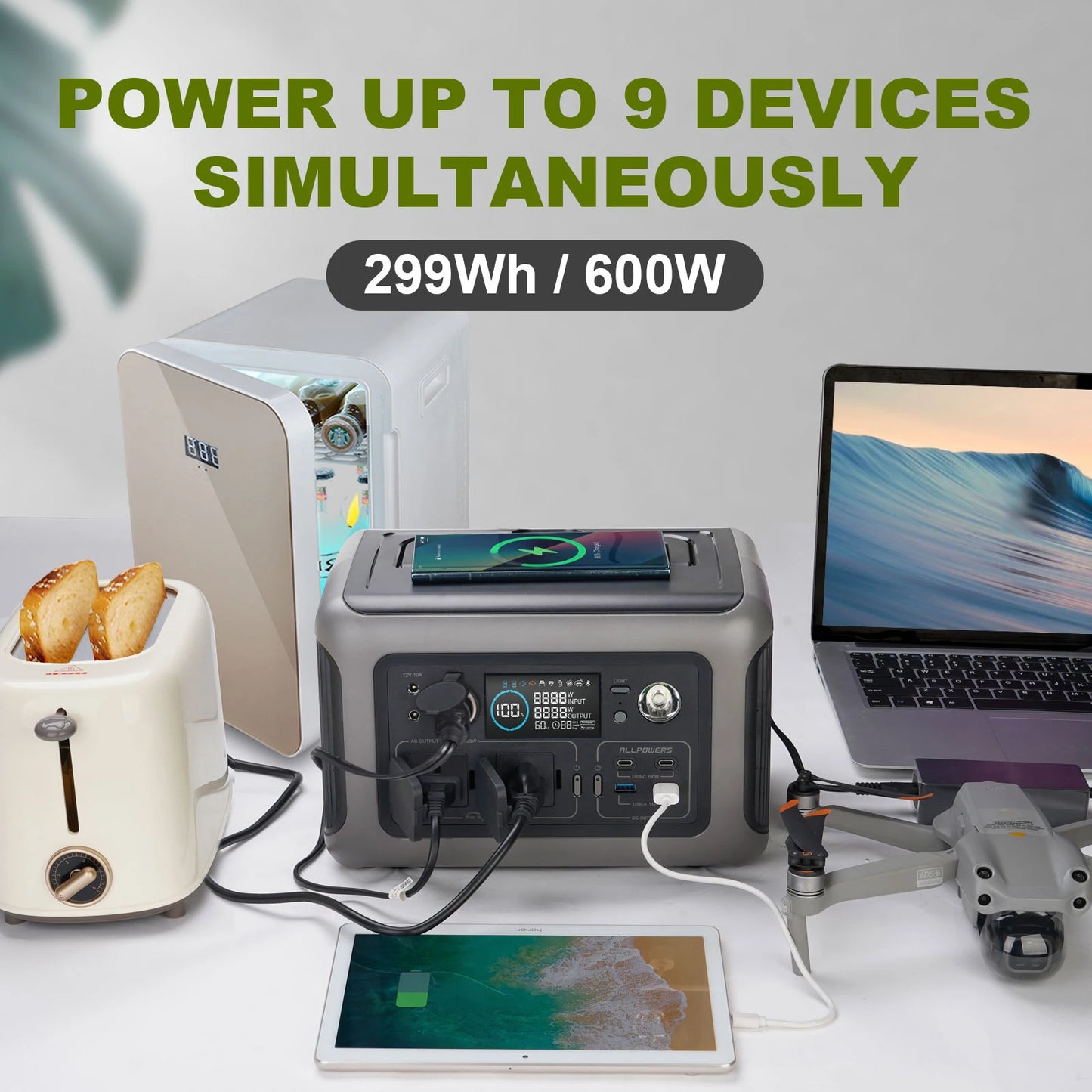 Estação de Energia ALLPOWERS R600 600W / 299Wh + Painel Solar 100W - IKERO.ENERGY