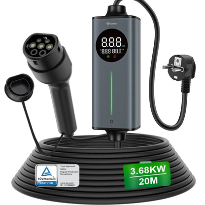 Carregador EV Portátil GONEO 3.6kW 16A Type 2 — Plugue Schuko | Cabo 5 a 20 Metros