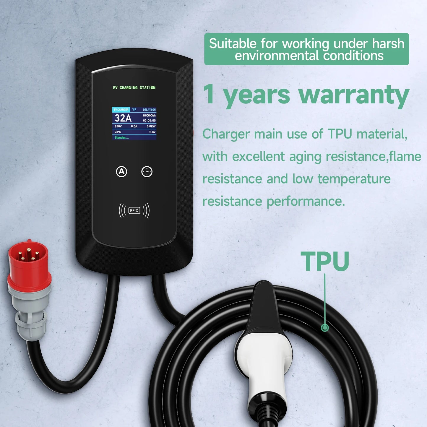 Wallbox JNTAFEV 7.6kW 32A / 11kW 16A / 22kW 32A | Type 2 | APP | 1 e 3 Fases