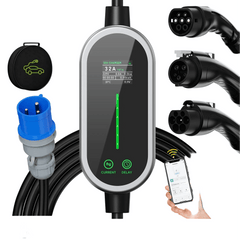 Carregador EV Portátil 7kW 32A Type 2 — Wi-Fi & App | Corrente Ajustável