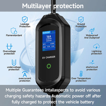Carregador EV Portátil  Type 2 —  3.6kW / 7.2kW / 11kW / 22kW | Wi-Fi & App