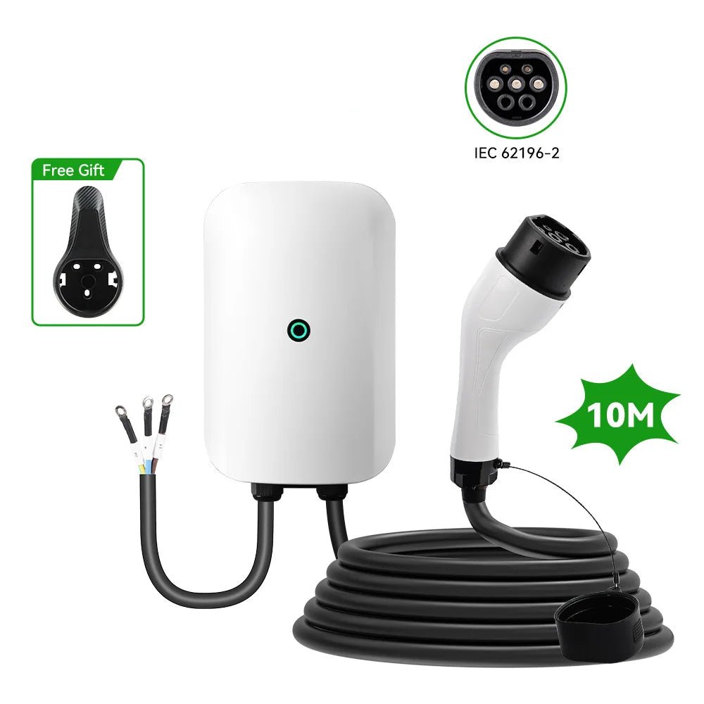 Wallbox 7kW Type 2 com Cabo 10 Metros - Carregador EV Fixo 32A - IKERO.ENERGY