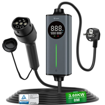Carregador EV Portátil GONEO 3.6kW 16A Type 2 — Plugue Schuko | Cabo 5 a 20 Metros