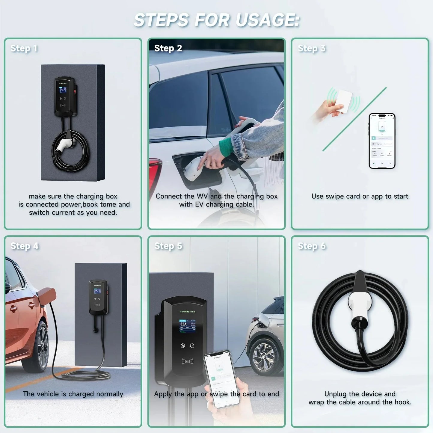 Wallbox AFEEV 7.6kW 32A / 11kW 16A / 22kW 32A | Type 2 | Wi-Fi + APP | IP66