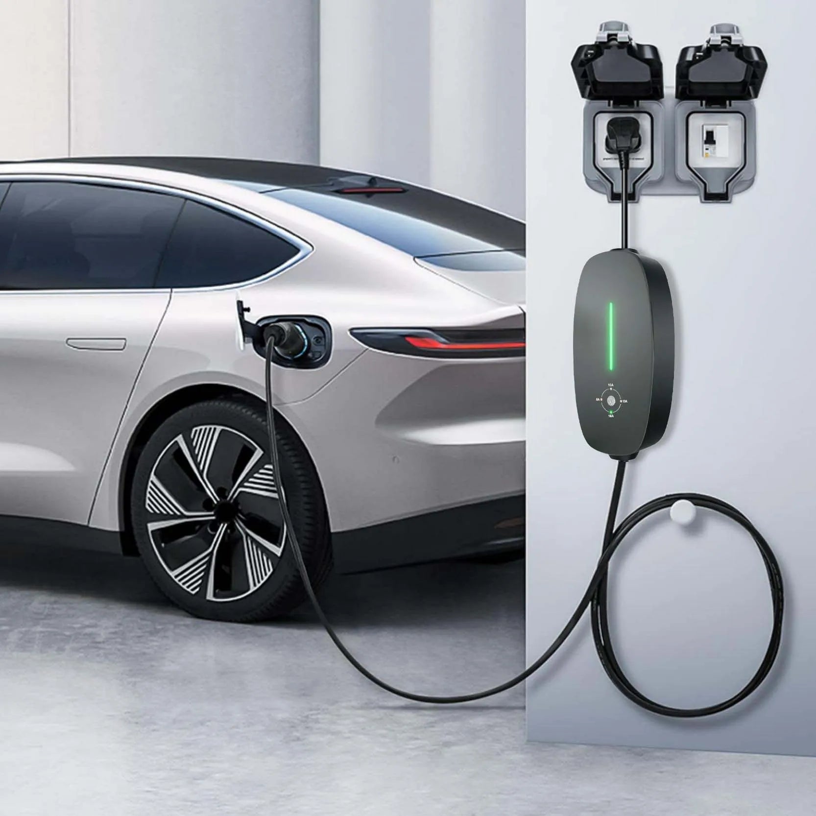 Carregador EV Portátil Teschev 3.5kW 16A | Tipo 2 ou Tipo 1 | IP55 | Cabo 3.5m | Monofásico