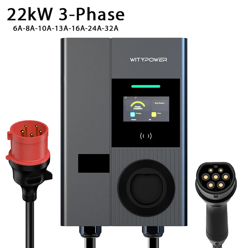 Wallbox WityPower 7 / 11 / 22kW Type 2 | Wi-Fi + APP | IP66 | Corrente Ajustável | TUV/CE
