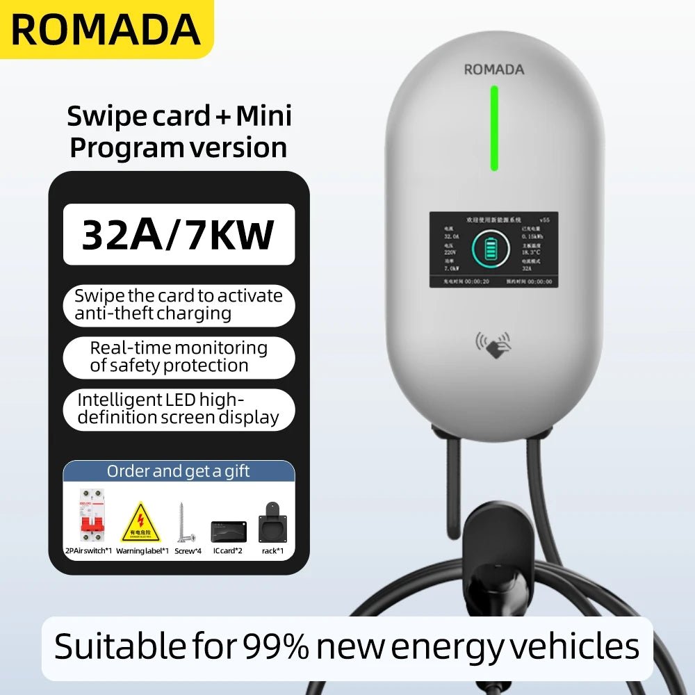 Wallbox EBOX 7kW Type 2 - Carregador EV com Bluetooth e APP - IKERO.ENERGY