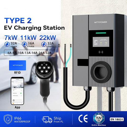 Wallbox WityPower 7 / 11 / 22kW Type 2 | Wi-Fi + APP | IP66 | Corrente Ajustável | TUV/CE