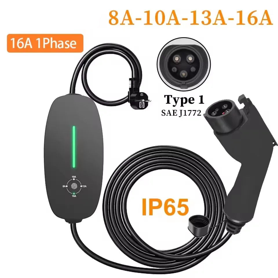 Carregador EV Portátil Teschev 3.5kW 16A | Tipo 2 ou Tipo 1 | IP55 | Cabo 3.5m | Monofásico - IKERO.ENERGY