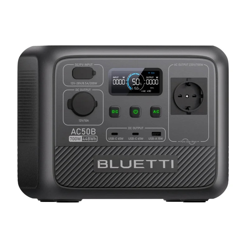 Estação de Energia Portátil BLUETTI AC50B 700W / 448Wh LiFePO4 - Garantia 5 Anos - IKERO.ENERGY