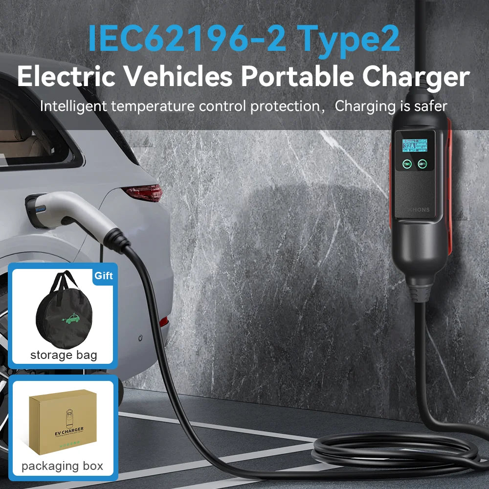 Carregador EV Portátil Khons 11kW 16A Trifásico Type 2