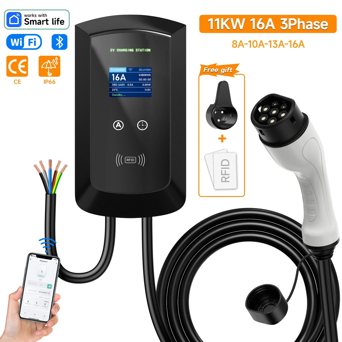 Wallbox AFEEV 7.6kW 32A / 11kW 16A / 22kW 32A | Type 2 | Wi-Fi + APP | IP66