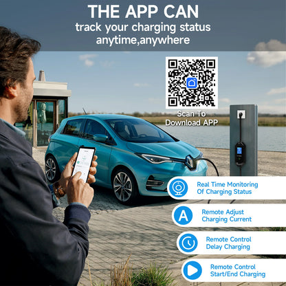 Carregador EV Portátil  Type 2 —  3.6kW / 7.2kW / 11kW / 22kW | Wi-Fi & App
