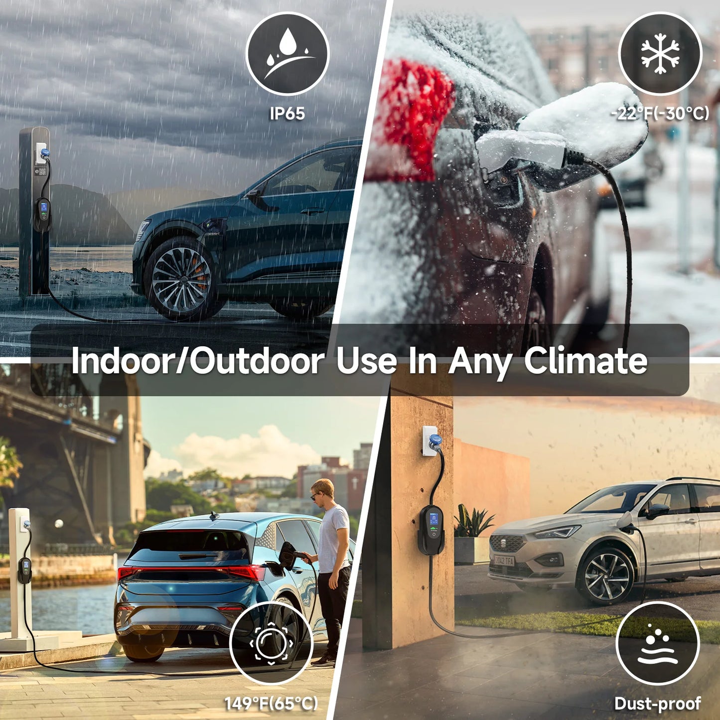 Carregador EV Portátil AFEEV 7.2kW 32A Tipo 2 | Wi-Fi + Bluetooth + APP | IP66 | Cabo 5m | CEE