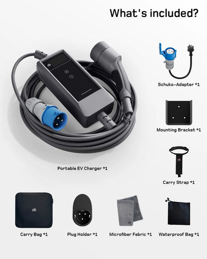 Carregador EV Portátil 7.4kW 32A Tipo 2 | APP Tuya Smart | Cabo 6m / 8m / 10m / 15m / 20m / 25m | Wi-Fi