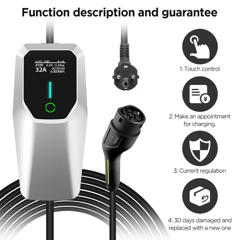 Carregador EV Portátil 3.5kW 16A Type 2 - Económico para Carregamento Noturno - IKERO.ENERGY