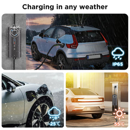 Carregador EV Portátil Junsun Tipo 2 | 3.5kW Schuko / 7.4kW CEE Azul / 11kW / 22kW CEE Vermelho | IP65
