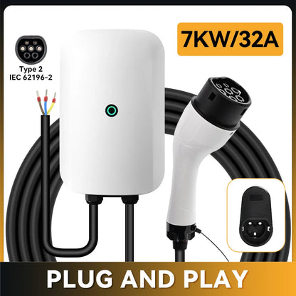 Wallbox JDMEX 7kW 32A Type 2 | IP55 | Cabo 5m | Plug and Play | Monofásico