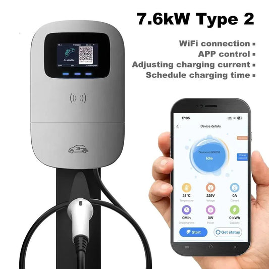 Wallbox EBOX 7.6kW 32A Type 2 - Carregador EV com Wi - Fi e APP - IKERO.ENERGY