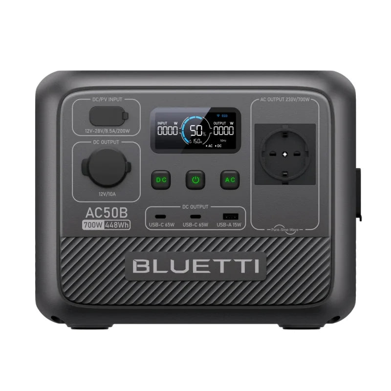 Estação de Energia Portátil BLUETTI AC50B 700W / 448Wh LiFePO4 - Garantia 5 Anos - IKERO.ENERGY