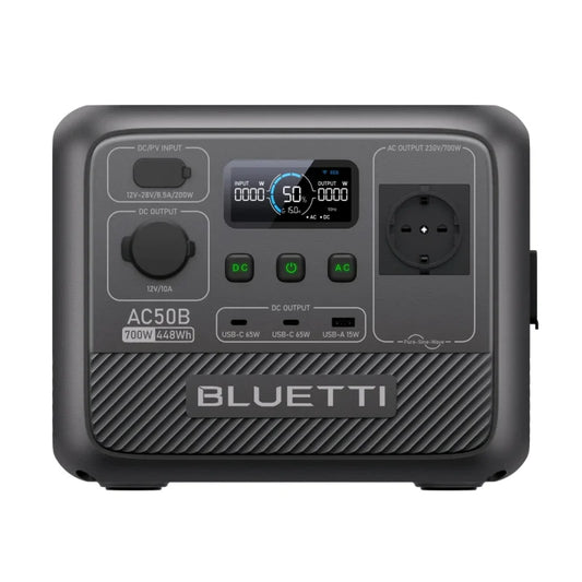 Estação de Energia Portátil BLUETTI AC50B 700W / 448Wh LiFePO4 - Garantia 5 Anos - IKERO.ENERGY