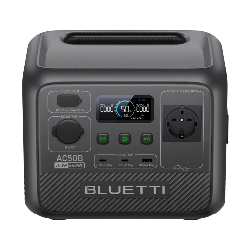 Estação de Energia Portátil BLUETTI AC50B 700W / 448Wh LiFePO4 - Garantia 5 Anos - IKERO.ENERGY