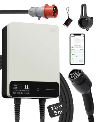 Wallbox 11kW 16A Trifásico Type 2 | APP Tuya | Cabo 5m a 15m | EVSE Branco