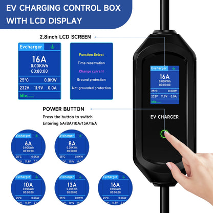 Carregador EV Portátil  Type 2 —  3.6kW / 7.2kW / 11kW / 22kW | Wi-Fi & App