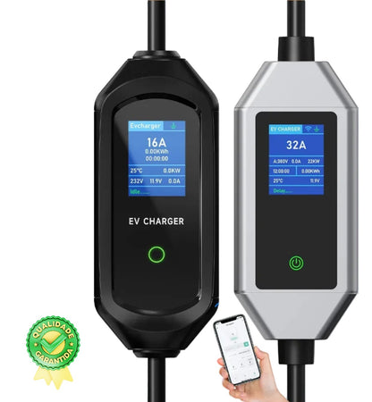 Carregador EV Portátil  Type 2 —  3.6kW / 7.2kW / 11kW / 22kW | Wi-Fi & App