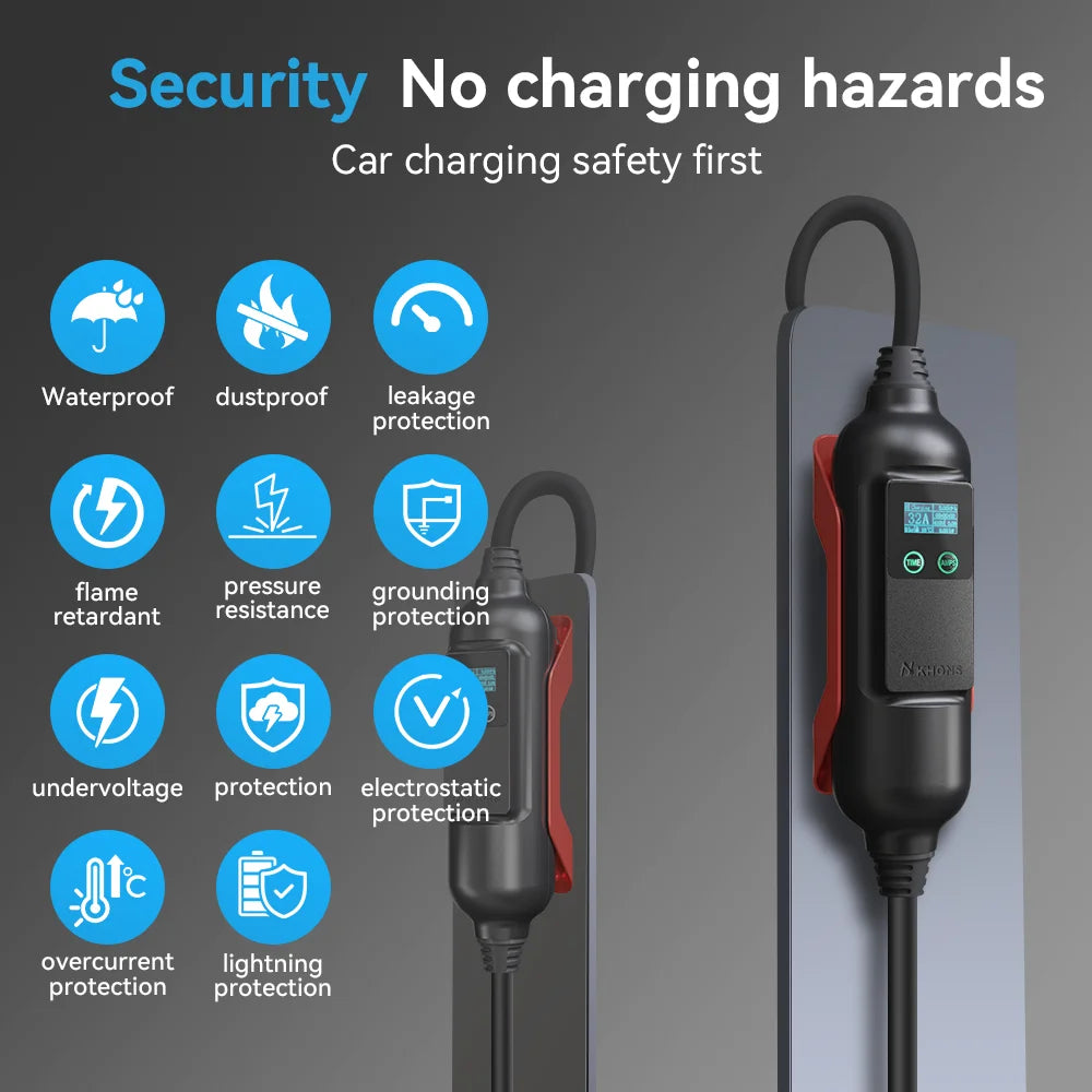 Carregador EV Portátil Khons 22kW 32A Trifásico Type 2 — Wi-Fi & App - IKERO.ENERGY