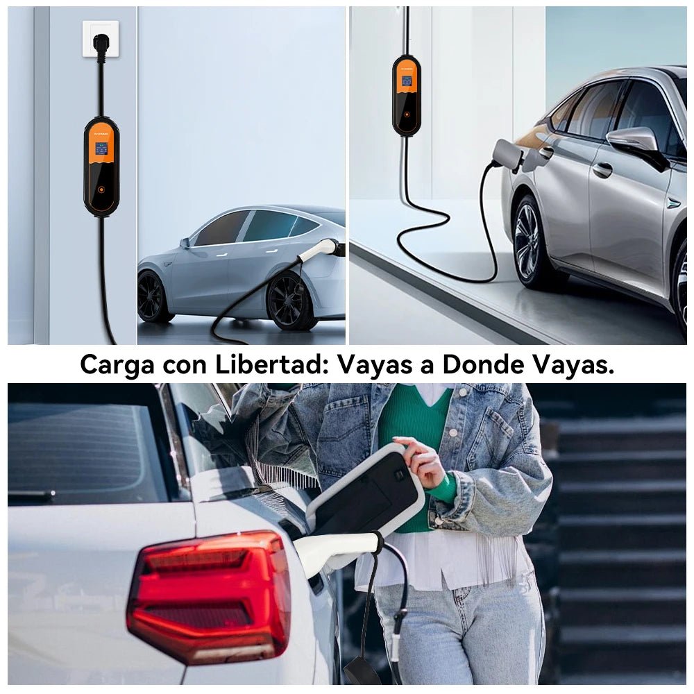 Carregador EV Portátil 3.5kW 16A — Type 1 / Type 2 / GBT | Corrente Ajustável - IKERO.ENERGY