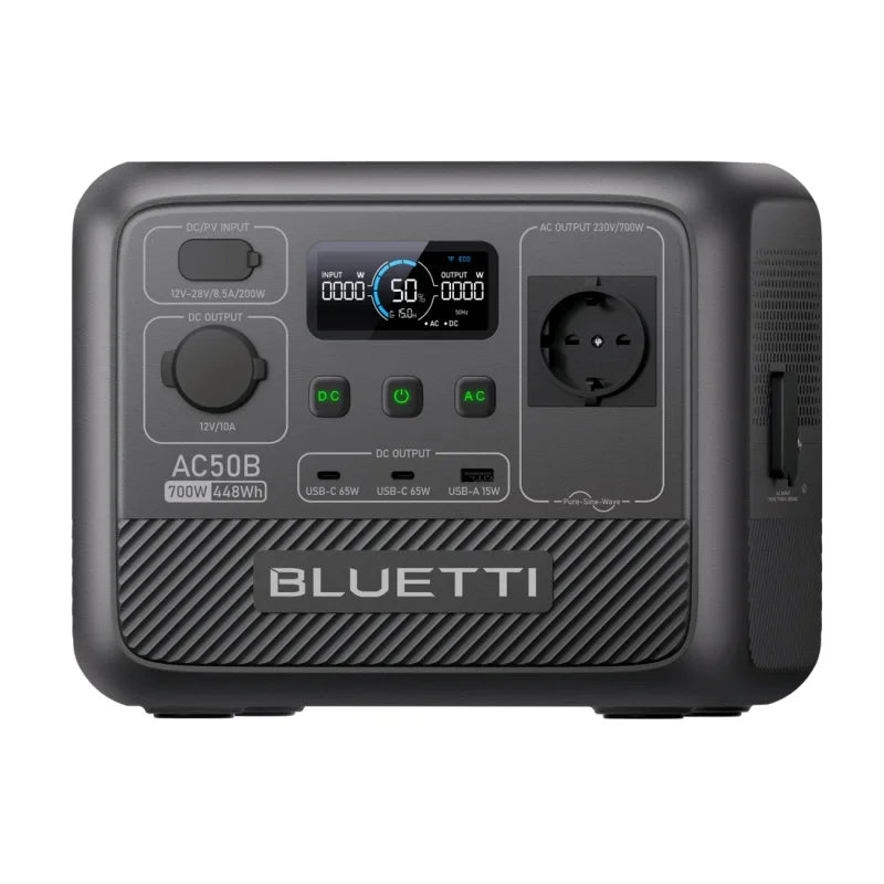 Estação de Energia Portátil BLUETTI AC50B 700W / 448Wh LiFePO4 - Garantia 5 Anos - IKERO.ENERGY