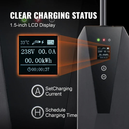 Carregador EV Portátil 3.68kW 16A Type 2 - Económico com Ecrã LCD - IKERO.ENERGY