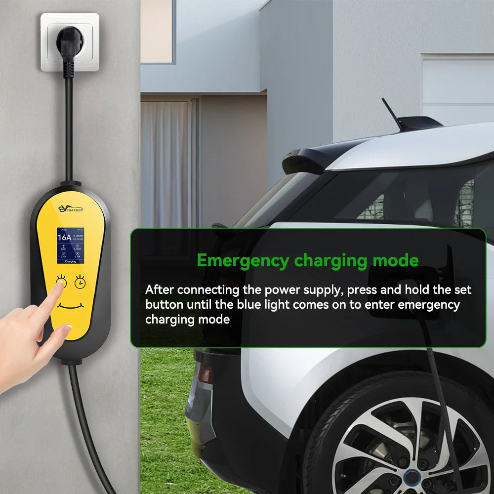 Carregador EV Portátil IPENGEN 3.5kW 16A Tipo 2 | APP | Plugue Schuko | Cabo 3.5m | Monofásico